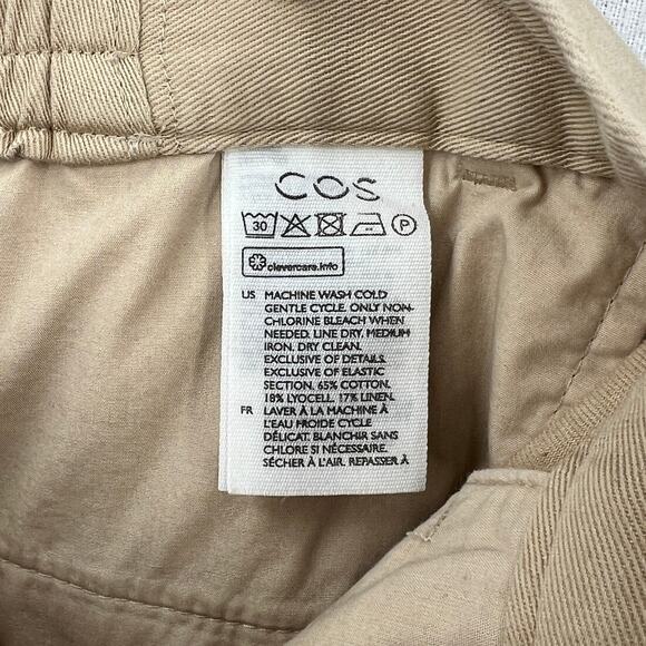 COS Straight Leg Twill Chino pants Men 30R Light Tan Elastic Pockets Lightweight - Picture 8 of 13
